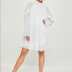 Missguided White Pleated Dress